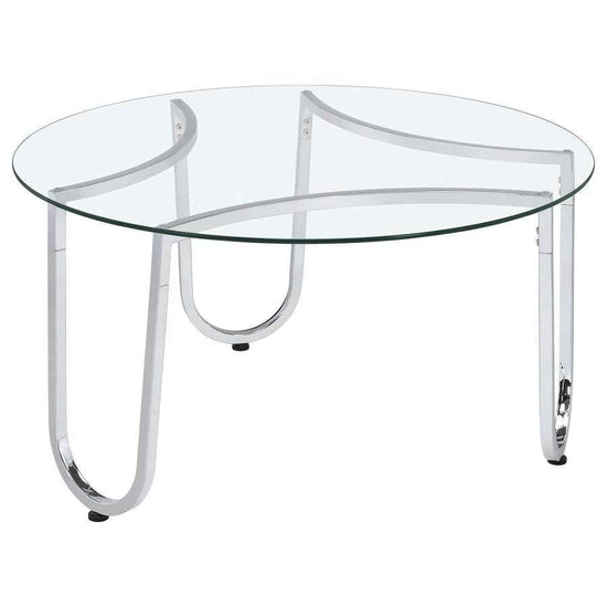 Beller Round Tempered Glass Top Cocktail Coffee Table Chrome