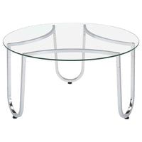Beller Round Tempered Glass Top Cocktail Coffee Table Chrome