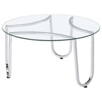 Home & Sleep Outlet - Beller Round Tempered Glass Top Cocktail Coffee Table Chrome