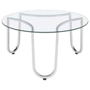 Beller Round Tempered Glass Top Cocktail Coffee Table Chrome