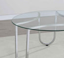 Beller Round Tempered Glass Top Cocktail Coffee Table Chrome