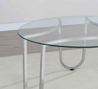 Beller Round Tempered Glass Top Cocktail Coffee Table Chrome