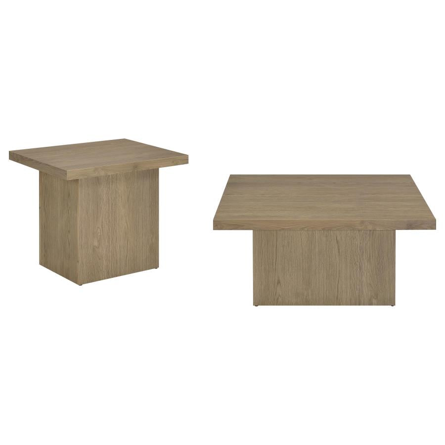 Home & Sleep Outlet - Devar 2-piece Square Cocktail Coffee End Table Set Latte