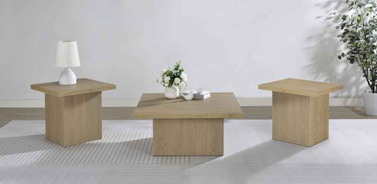 Devar 3-piece Square Cocktail Coffee End Table Set Latte