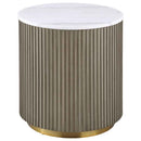 Jason Round White Marble Top Side End Table Greige