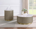 Home & Sleep Outlet - Jason 2-piece Round White Marble Coffee Table Set Greige