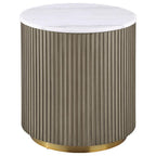 Home & Sleep Outlet - Jason 2-piece Round White Marble Coffee Table Set Greige