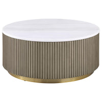 Jason 3-piece Round White Marble Coffee Table Set Greige