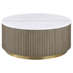 Home & Sleep Outlet - Jason 3-piece Round White Marble Coffee Table Set Greige