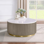 Jason Round White Marble Top Coffee Table Greige