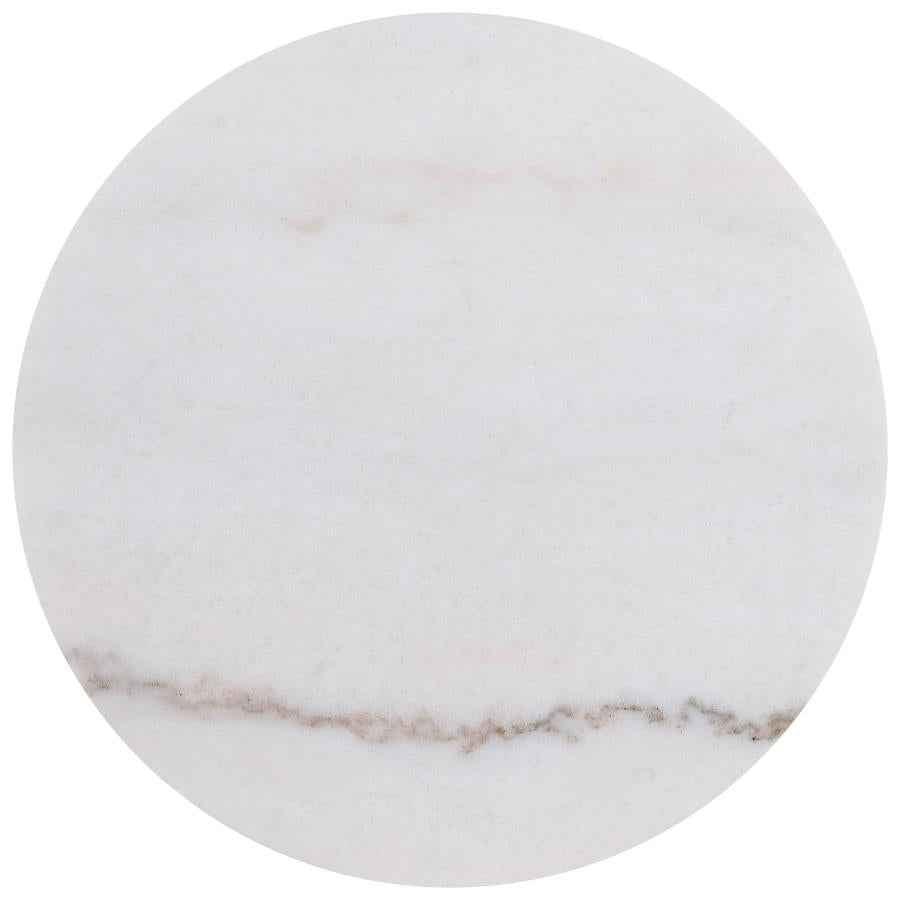 Jason Round White Marble Top Side End Table Honey Brown