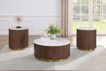 Home & Sleep Outlet - Jason 3-piece Round White Marble Coffee Table Set Honey Brown