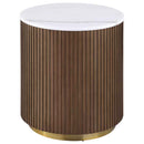 Jason 3-piece Round White Marble Coffee Table Set Honey Brown
