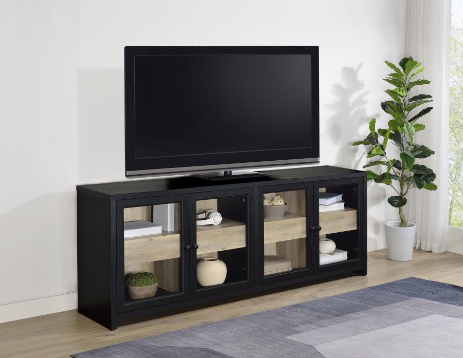 Home & Sleep Outlet - Denison 79-inch 4-door TV Stand Media Console Black