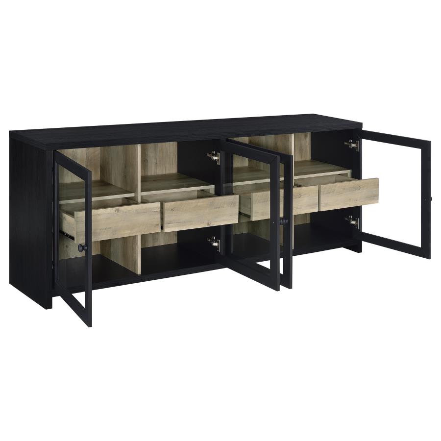 Home & Sleep Outlet - Denison 79-inch 4-door TV Stand Media Console Black