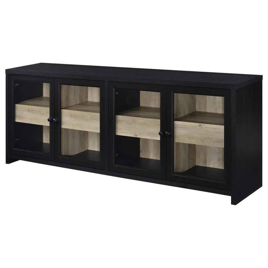 Denison 79-inch 4-door TV Stand Media Console Black