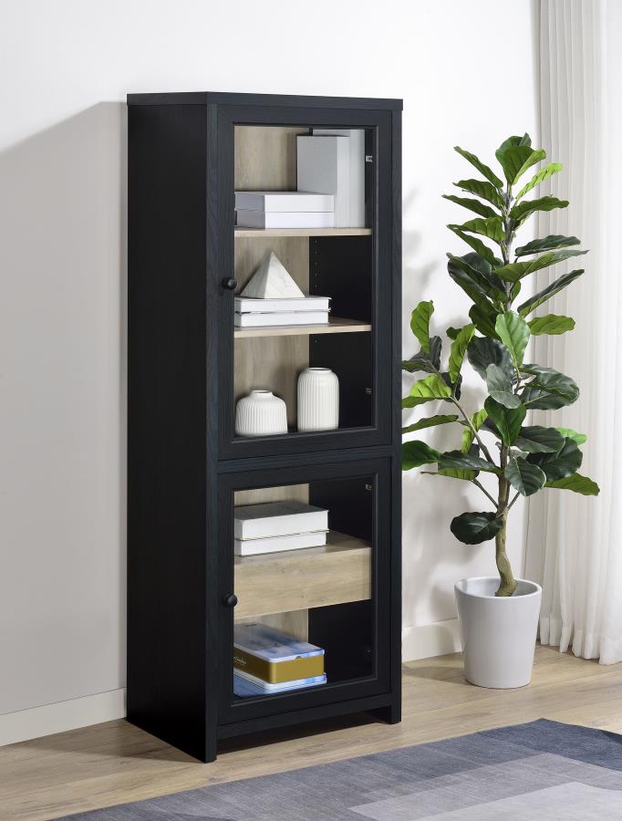 Home & Sleep Outlet - Denison 67-inch 2-door Media Tower Storage Cabinet Black