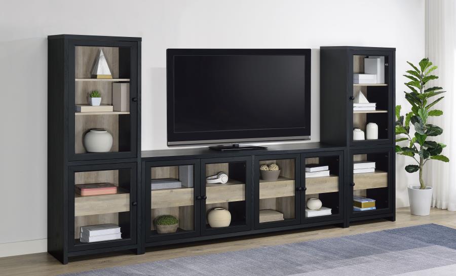 Home & Sleep Outlet - Denison 67-inch 2-door Media Tower Storage Cabinet Black