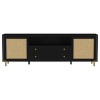 Arini Rattan Cane 2-door TV Stand Media Console Black