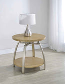 Dacre Round Engineered Wood Top Side End Table Greige