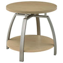 Dacre Round Engineered Wood Top Side End Table Greige