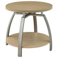 Dacre Round Engineered Wood Top Side End Table Greige