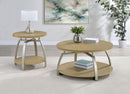 Dacre Round Engineered Wood Top Side End Table Greige