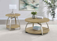 Dacre 2-piece Round Coffee and End Table Set Greige