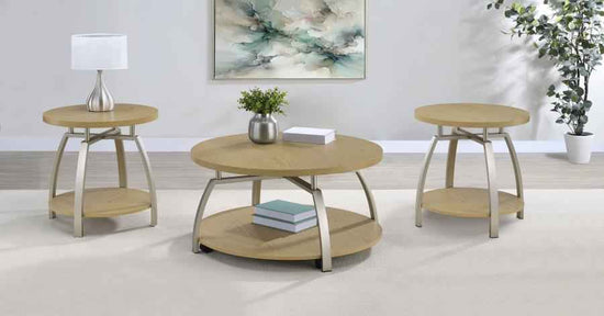 Dacre 3-piece Round Coffee and End Table Set Greige