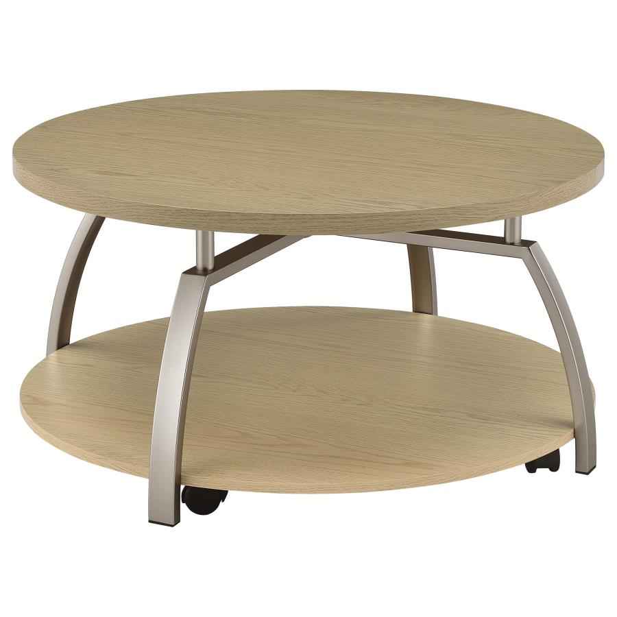 Dacre Round Engineered Wood Top Coffee Table Greige