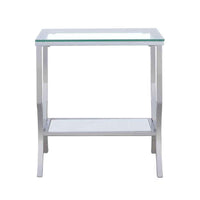 Saide Square Glass Top Side End Table Chrome