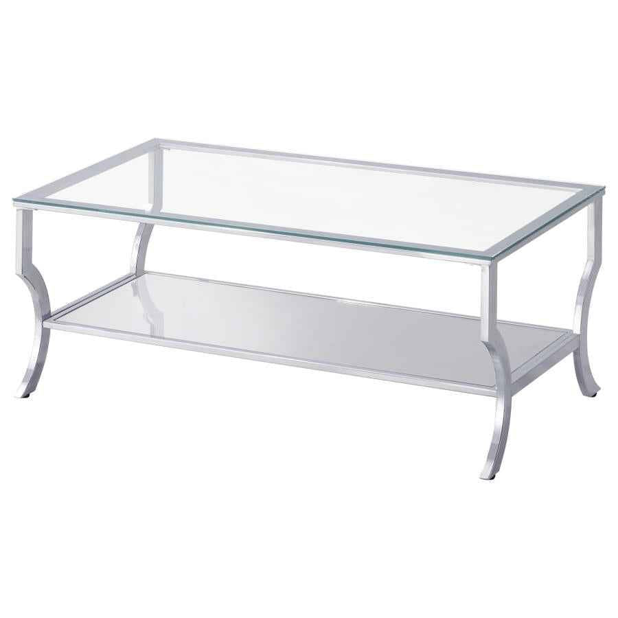 Saide 2-piece Glass Top Coffee and End Table Set Chrome