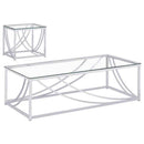 Lille 2-piece Glass Top Coffee And End Table Set Chrome