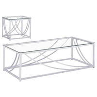 Lille 2-piece Glass Top Coffee And End Table Set Chrome