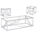 Lille 3-piece Glass Top Coffee And End Table Set Chrome