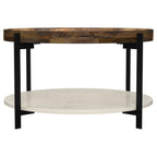 Home & Sleep Outlet - Adhvik Round Wood Top Marble Shelf Coffee Table Natural