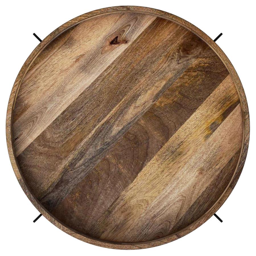 Home & Sleep Outlet - Adhvik Round Wood Top Marble Shelf Coffee Table Natural