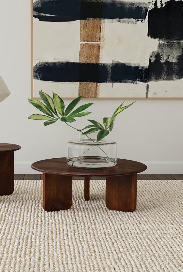 Home & Sleep Outlet - Dale Round Solid Mango Wood Coffee Table Brown