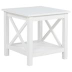 Home & Sleep Outlet - Skyview Square Pine Wood Side End Table with Shelf White