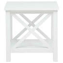 Skyview Square Pine Wood Side End Table with Shelf White
