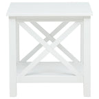 Home & Sleep Outlet - Skyview Square Pine Wood Side End Table with Shelf White