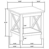 Skyview Square Pine Wood Side End Table with Shelf White