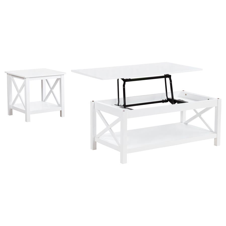 Home & Sleep Outlet - Skyview 2-piece Rectangular Lift Top Coffee Table Set White