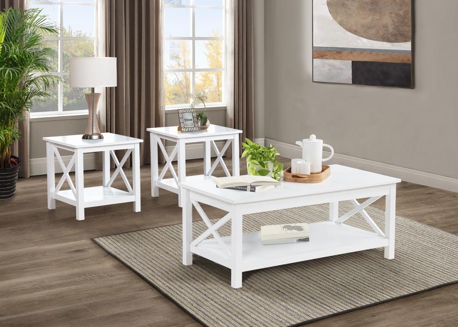 Home & Sleep Outlet - Skyview 3-piece Rectangular Lift Top Coffee Table Set White