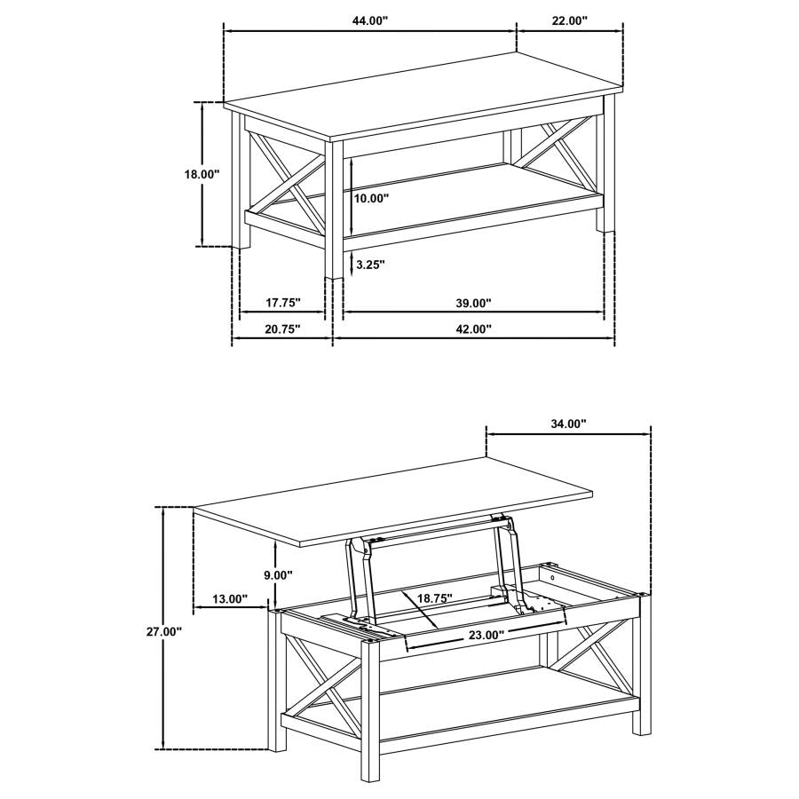 Home & Sleep Outlet - Skyview 3-piece Rectangular Lift Top Coffee Table Set White