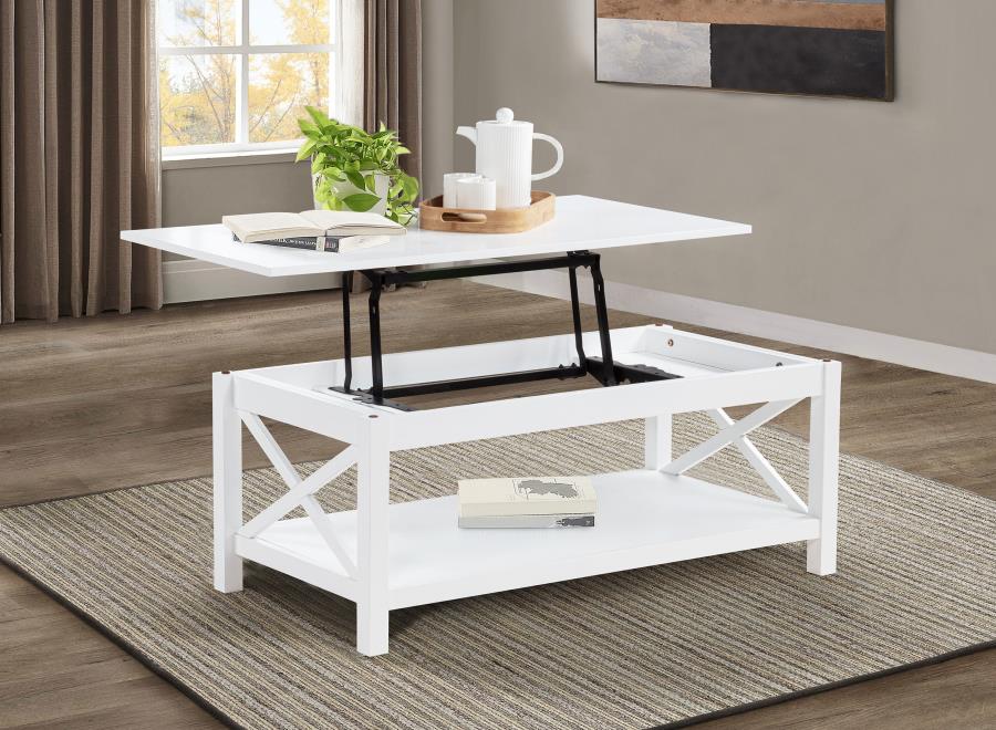 Home & Sleep Outlet - Skyview 44-inch Rectangular Lift Top Coffee Table White
