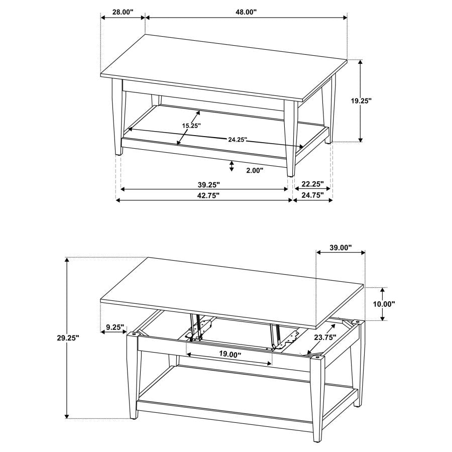 Lindenton 2-piece Wood Lift-Top Coffee and End Table Set Black