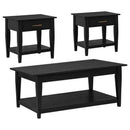 Lindenton 3-piece Wood Lift-Top Coffee and End Table Set Black