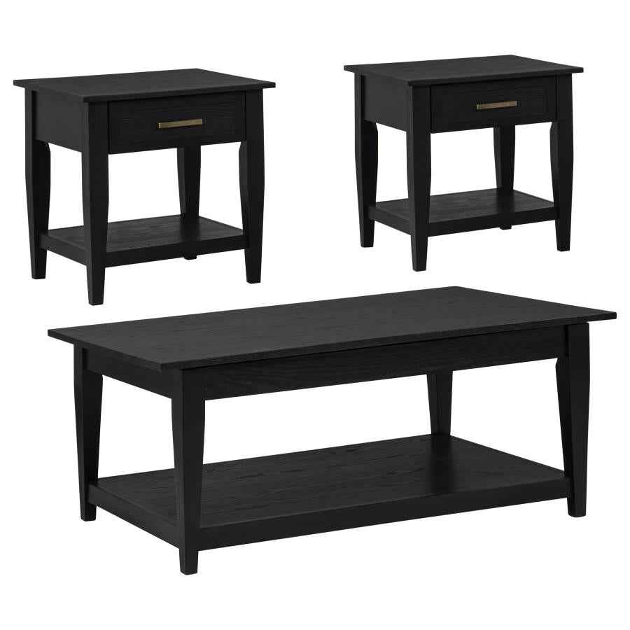 Lindenton 3-piece Wood Lift-Top Coffee and End Table Set Black