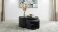 Sweeney 2-piece Round Wood Occasional Nesting Table Set Black